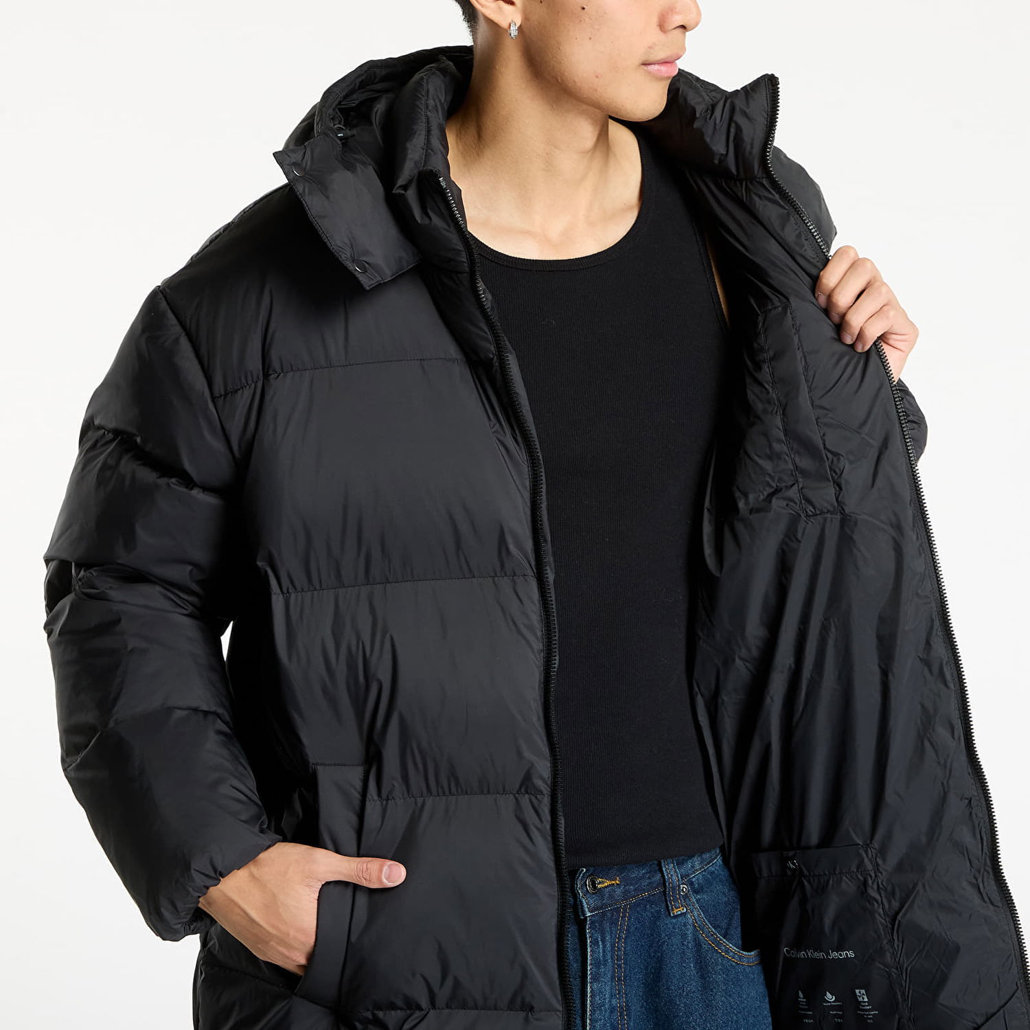 Пухо яке CALVIN KLEIN Calvin Klein Jeans Long Length Hooded Coat Черно | LV04RD518G UB1, 1