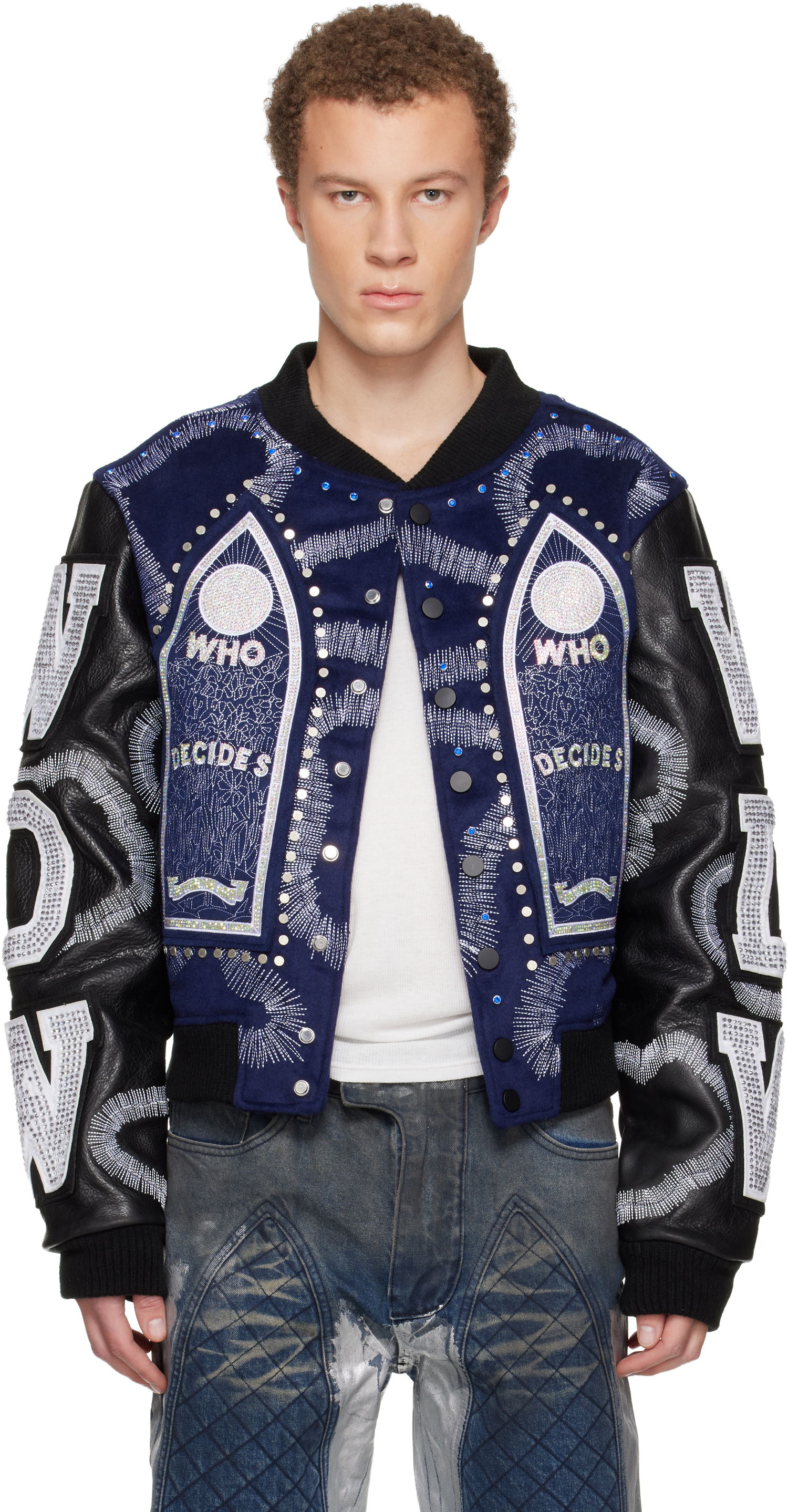 Яке бомбър Who Decides War Who Decides War Hardware Cathedral Leather Varsity Jacket Многоцветен | 1131250010FW25, 0