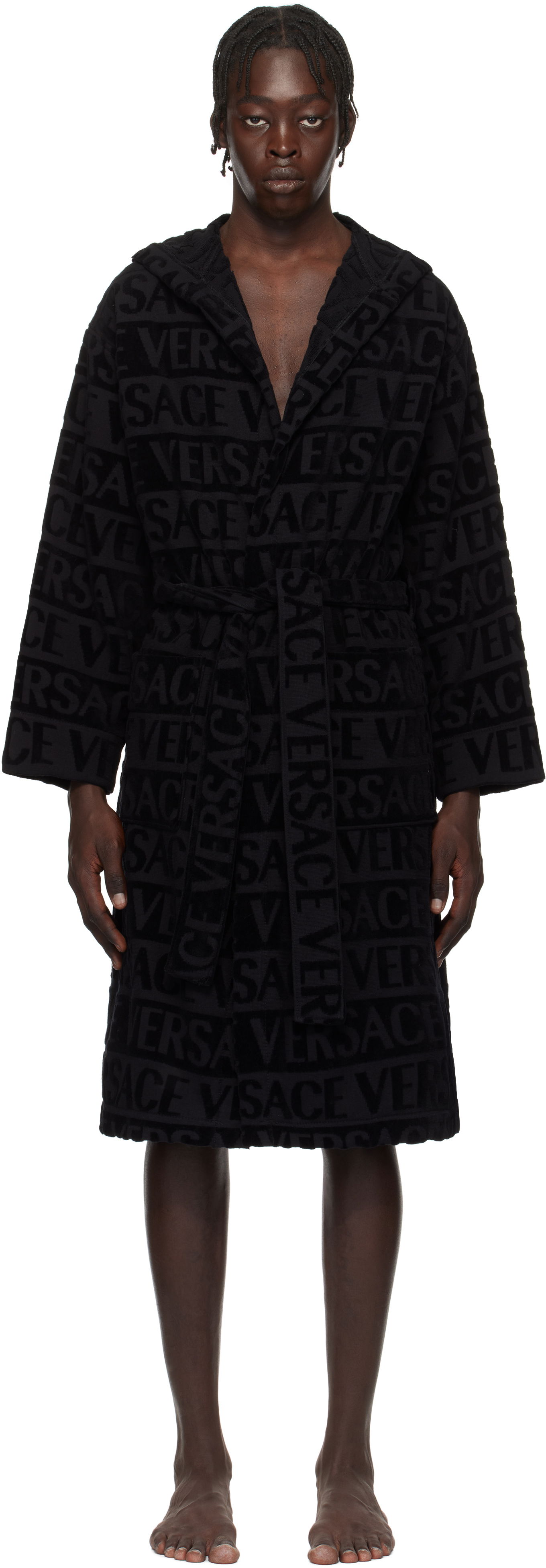 Пижама Versace Versace 'Versace' Allover Bathrobe Черно | 1010660_1A07545, 0