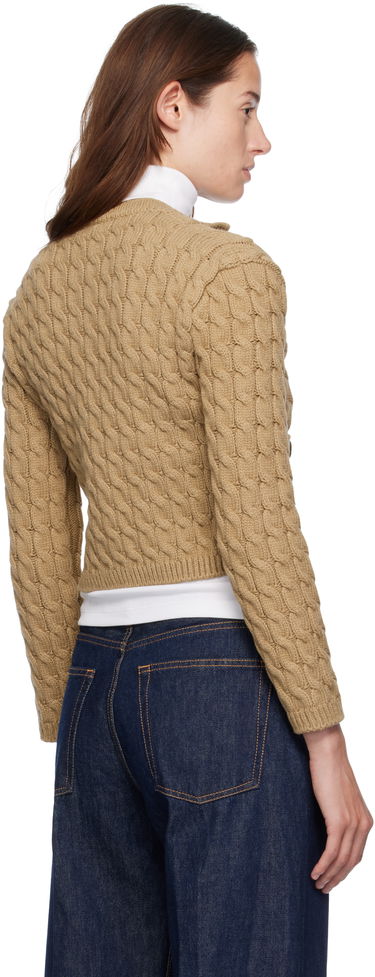 Пуловер Moncler Moncler Cotton Blend Knit Cropped Cardigan Бежово | 0939B00004M7105, 2