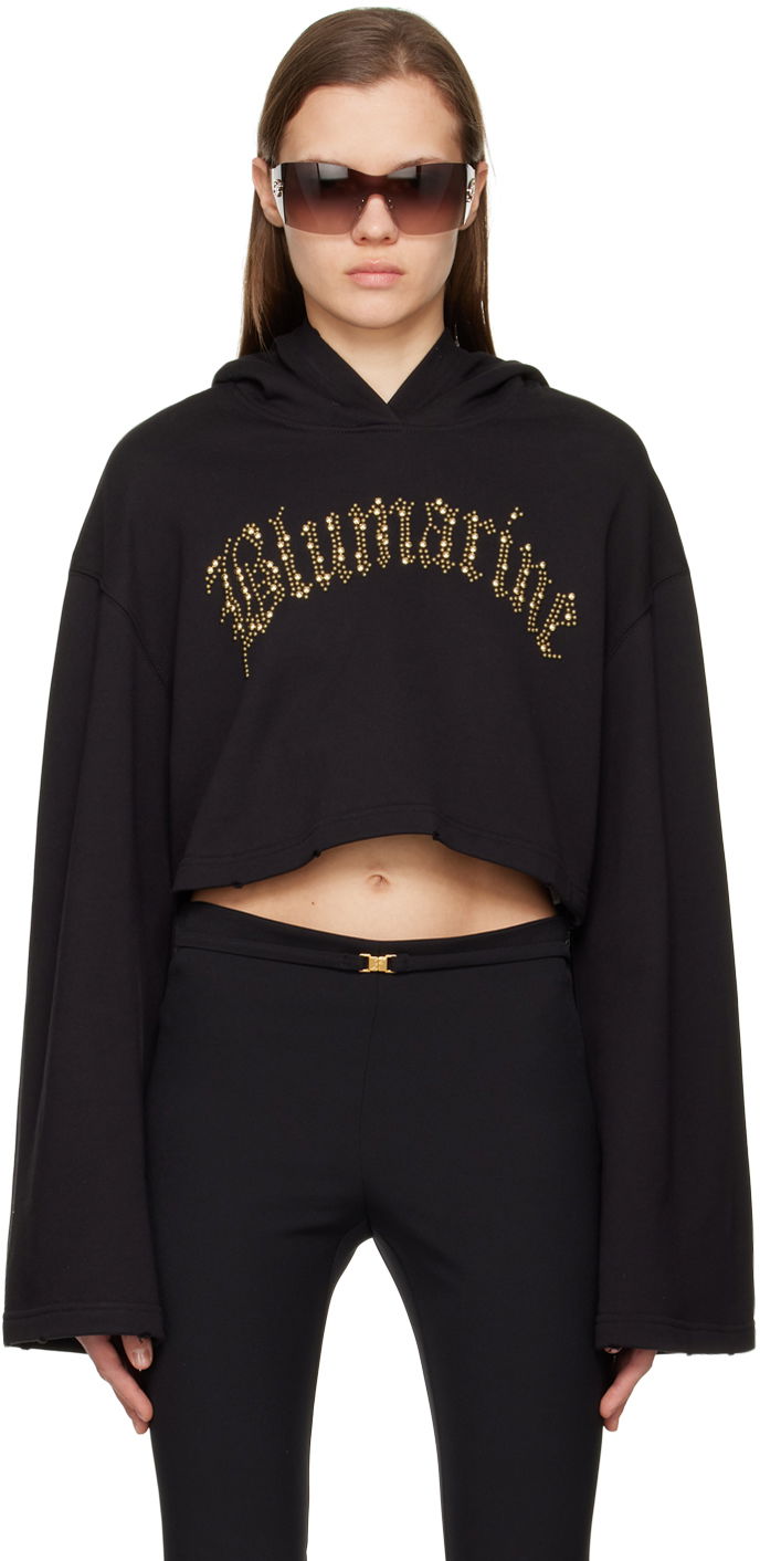 Суитчър Blumarine Blumarine Cropped Embellished Hoodie Черно | P322F017A, 0