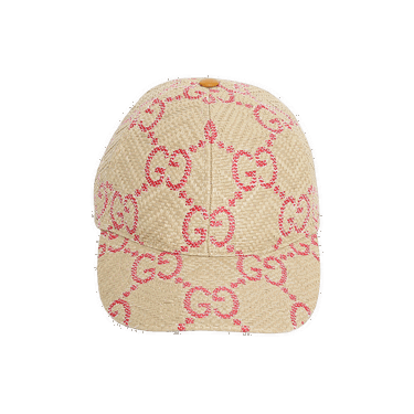 Шапка с козирка Gucci GG Raffia Effect Baseball Cap Розово | 701713 3HAJF 9576, 0