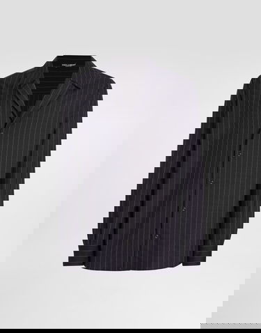 Риза Dolce & Gabbana Pinstripe Wool Shirt Тъмно синьо | G5OD8ZFR23BS8052, 0