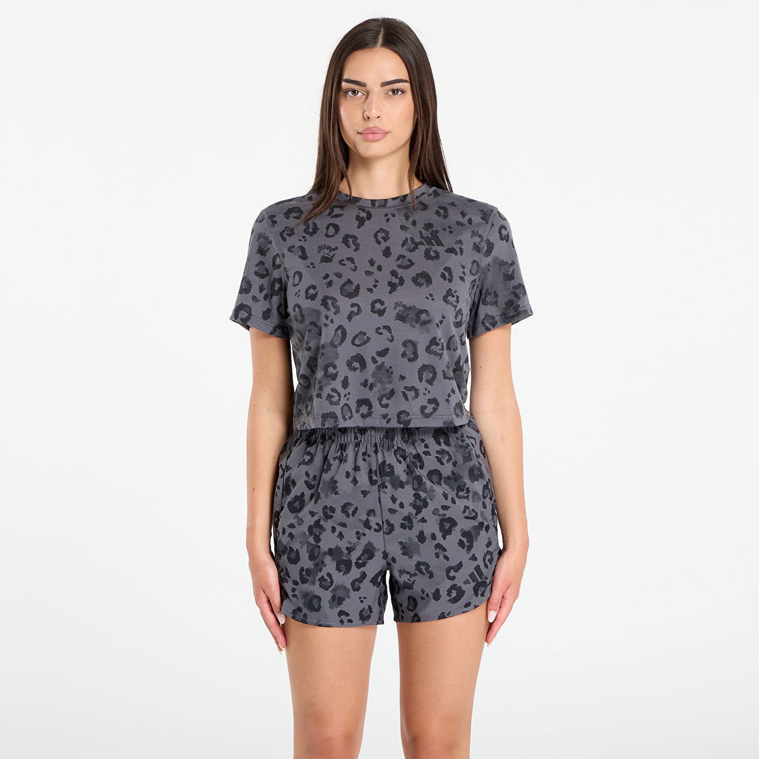 Комплект adidas Performance Adidas Women's Leopard Print Crop Top and Shorts Set Сиво | JN2646, 0