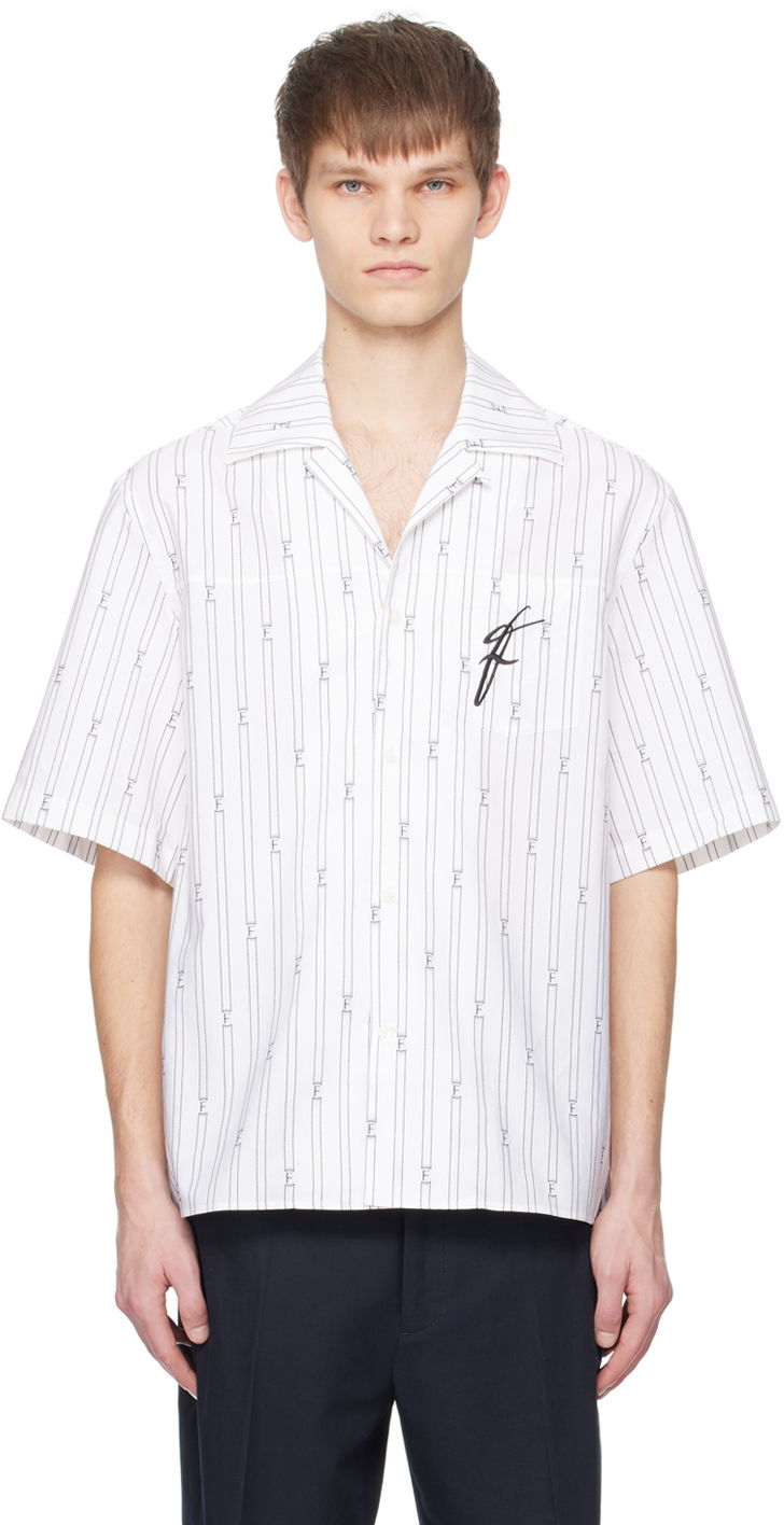 Риза FERRAGAMO Bowling Collar Pinstripe Shirt Бяло | 770864, 0