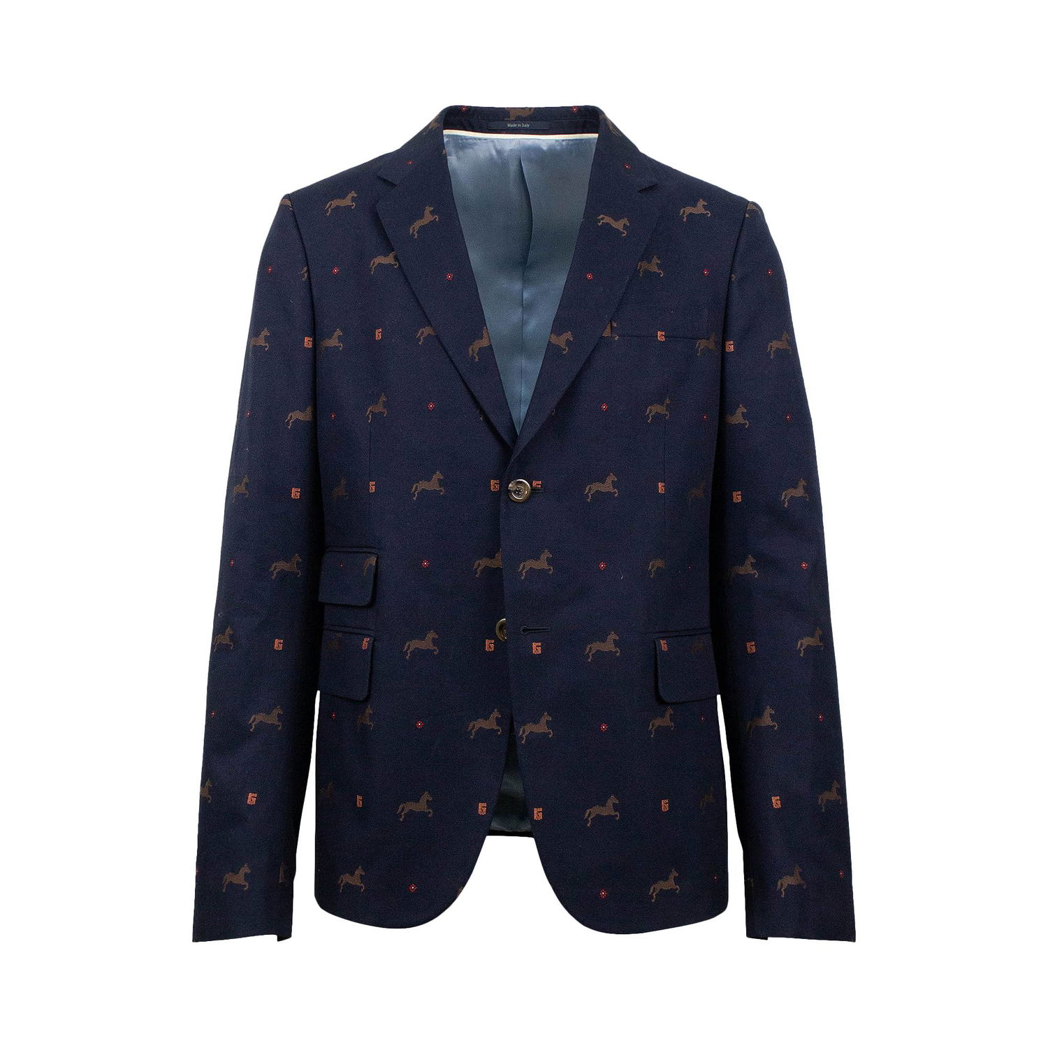 Палта Gucci Cambridge Horse Pattern Gabardine Blazer Jacket Тъмно синьо | 546326 ZAAFU 4178, 1
