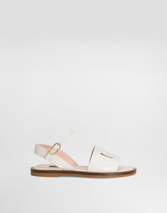 Dolce & Gabbana Calfskin Sandals With Cut-Out Logo