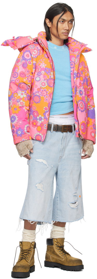 Пухо яке ERL Floral Print Down Jacket Розово | ERL07C103, 4