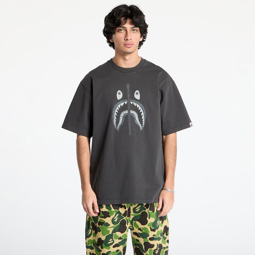 Тениска BAPE Garment Dye Shark Relaxed Fit Tee Сиво | 001CSK801316M BLK