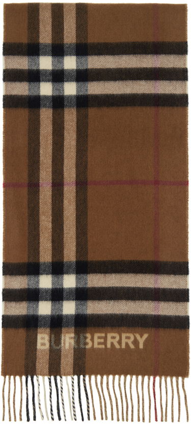 Шал Burberry Check Scarf Beige & Brown Contrast Кафяво | 8045329, 0