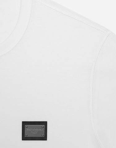 Тениска Dolce & Gabbana Long-sleeved T-shirt With Logo Tag Бяло | G8PV0TG7F2IW0800, 2