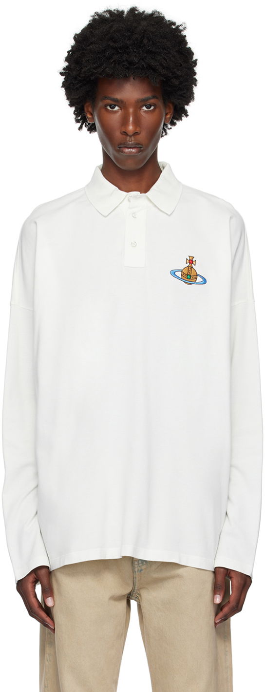 Тениска Vivienne Westwood White Oversized Polo Бяло | 2H01000L-J0009-