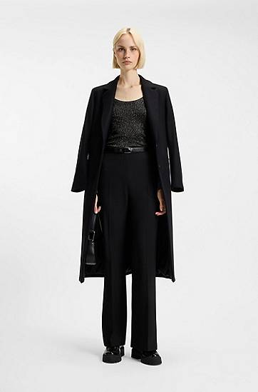 Пуловер BOSS Sparkling Mixed-Rib Long-Sleeve Scoop-Neck Sweater Черно | 50548250, 1