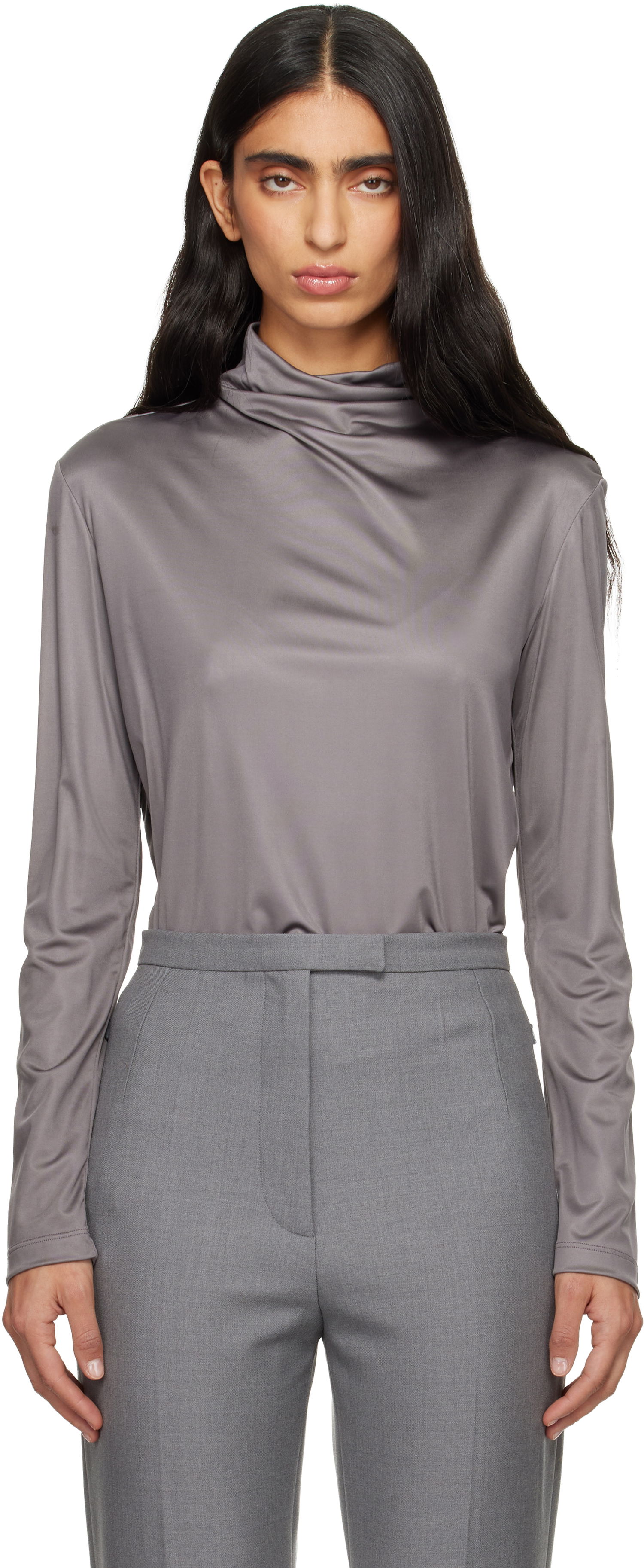 Фланелка Dries Van Noten Dries Van Noten Long-Sleeve Jersey Turtleneck Сиво | 252-011157-2617, 0