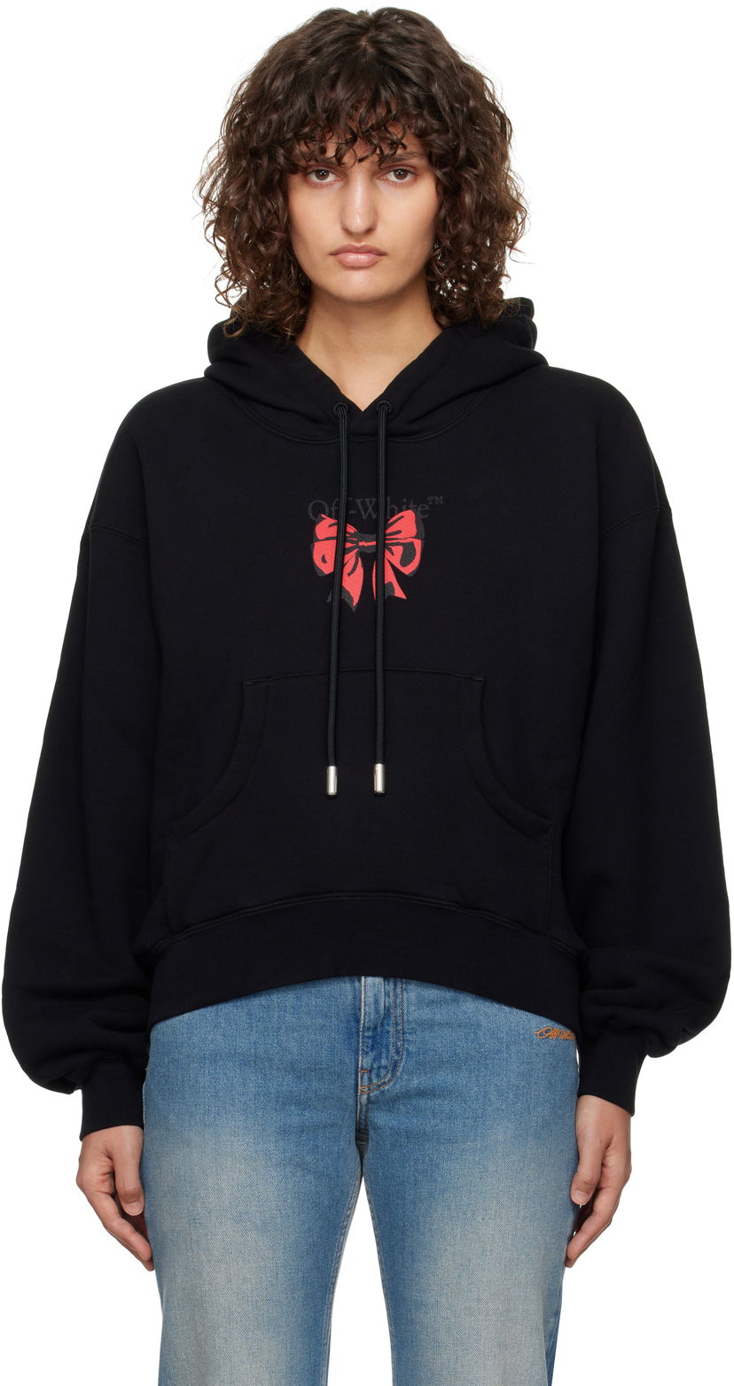 Суитчър Off-White Bow Logo Oversize Hoodie Черно | OWBB058F24FLE0011025