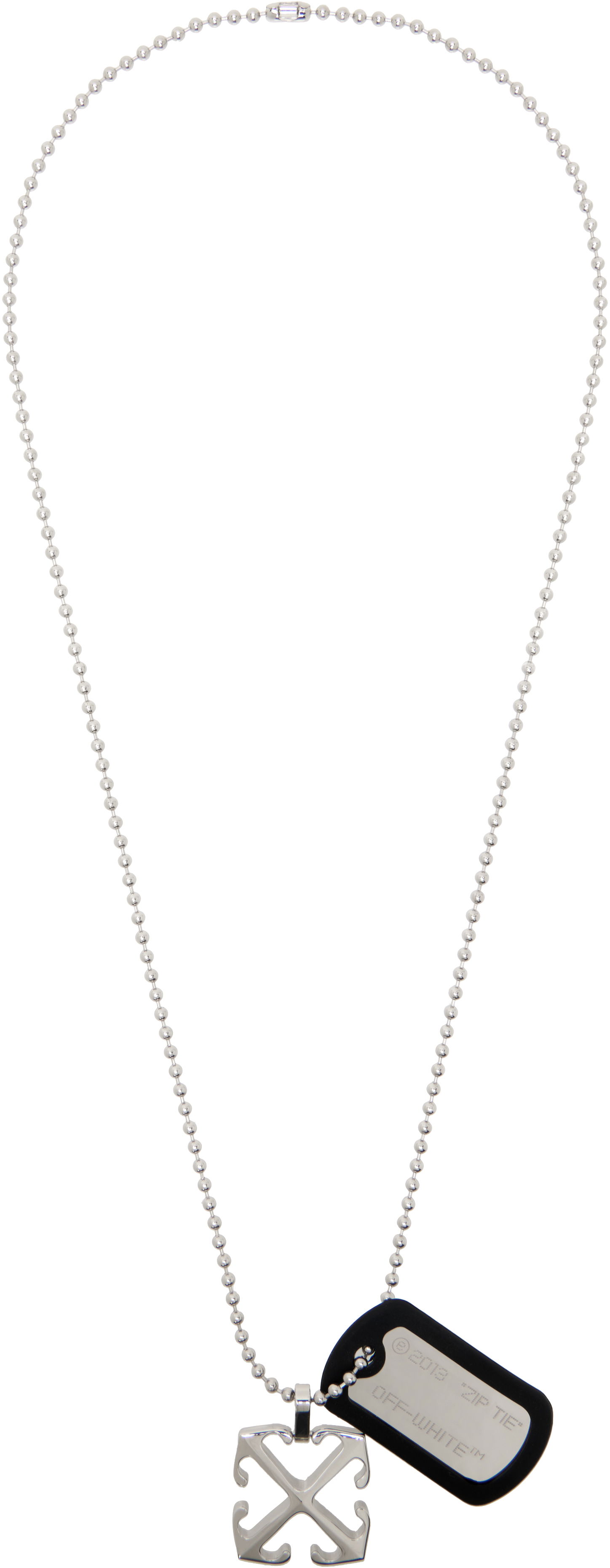 Колие Off-White Arrow Zip Tie Pendant Necklace Металик | OMOB15CC99MET0017210, 0