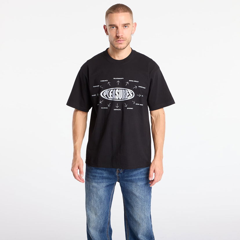 Тениска Pleasures Overview Logo T-Shirt Черно | P25F084-BLACK