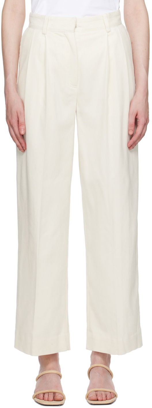 Панталони TOTEME TOTEME Pleated Wide-Leg Trousers Бяло | 243-WRB0202-FB0191, 0