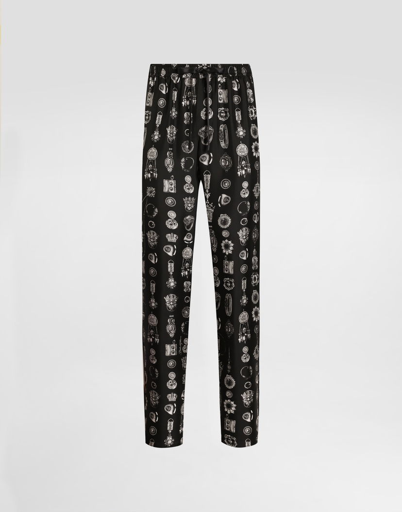 Панталони Dolce & Gabbana Jewel-print Twill Trousers Черно | GVCRATIS1ZVHH5QP