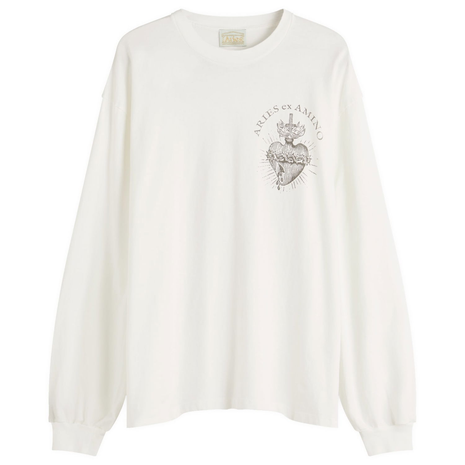 Тениска Aries Aries Faded Ex Amino Long Sleeve T-Shirt, Size Large Бяло | AR60024-OWT, 1