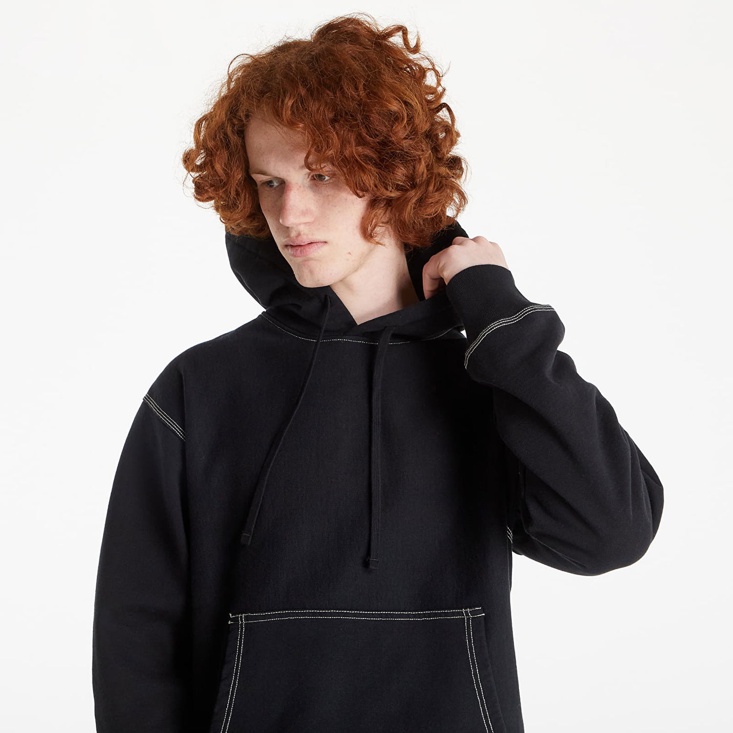 Суитчър Stüssy Contrast Stitch Label Hoodie Черно | 118459 black22, 1