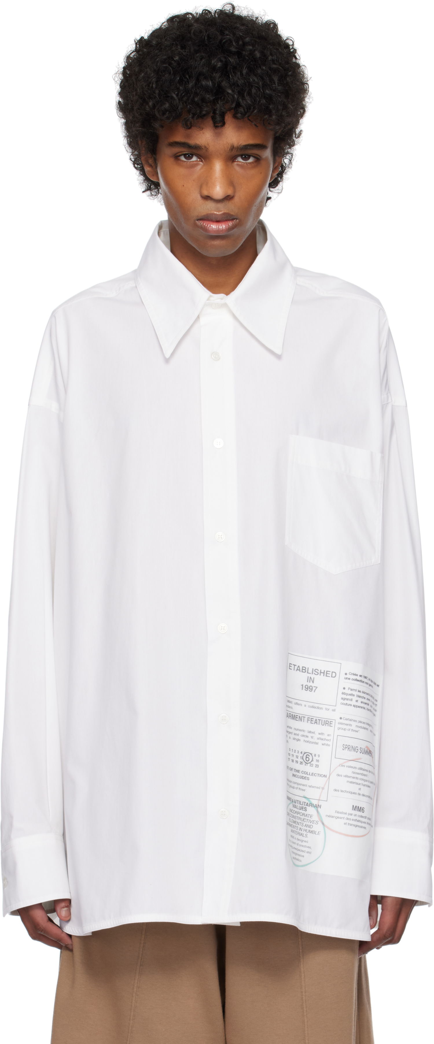 Риза Maison Margiela MM6 Maison Margiela Newspaper Print Shirt Бяло | SH0DT0027 M35152, 0