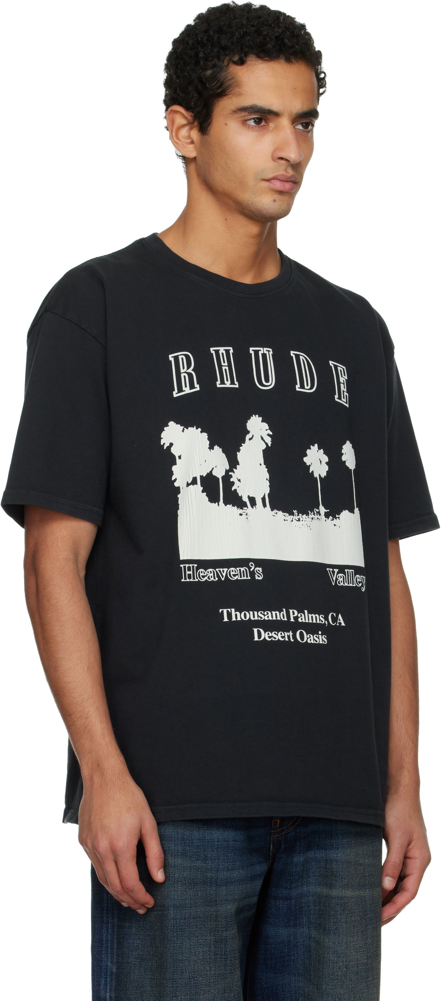 Тениска Rhude Thousand Palms Graphic T-shirt Черно | RHFW25TT02012, 1