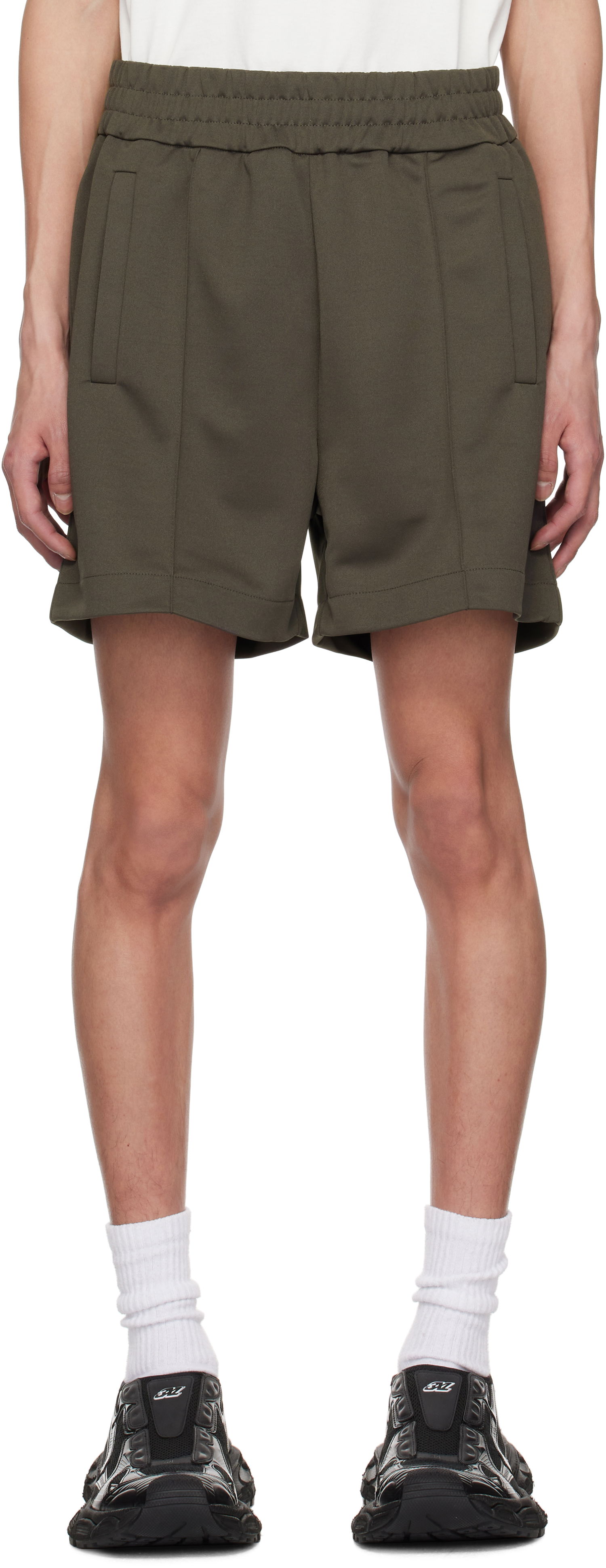 Къси панталони Palm Angels Palm Angels Curved Logo Shorts Зелено | PMCL008S25FAB0011303, 0