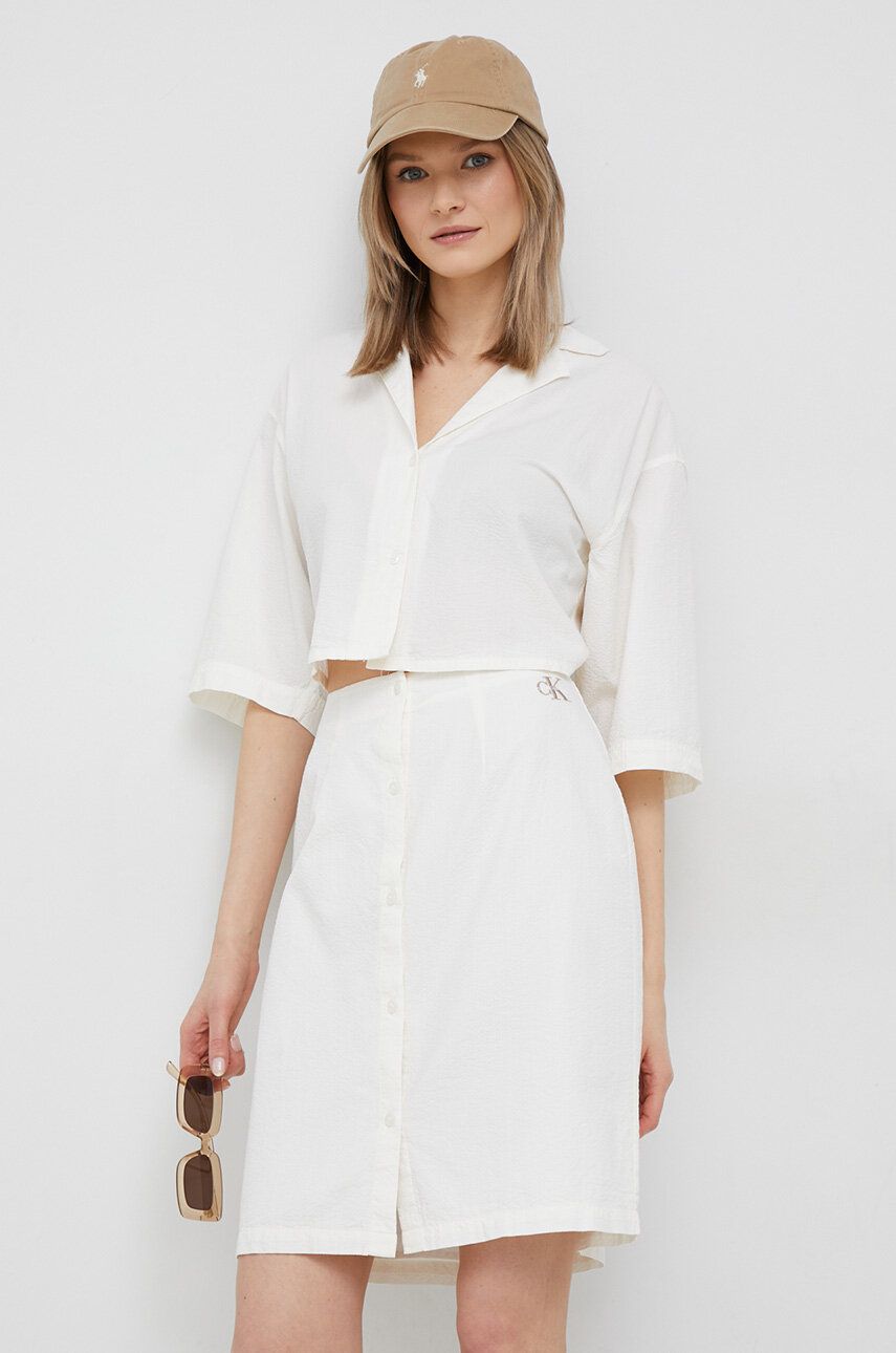 Pокля CALVIN KLEIN Seersucker Cut Out The Shirt Dress Бяло | J20J221133.PPYX, 0