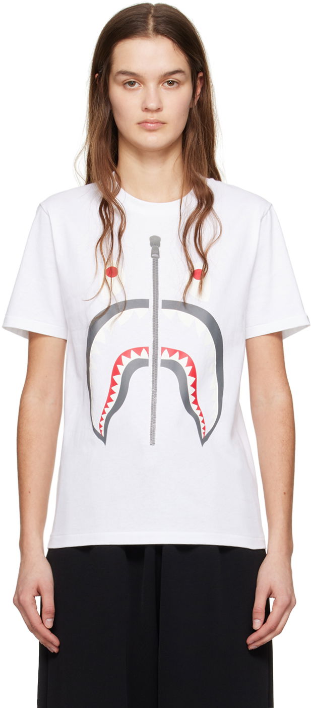 Тениска BAPE Shark T-Shirt Бяло | 001TEK302003L, 0