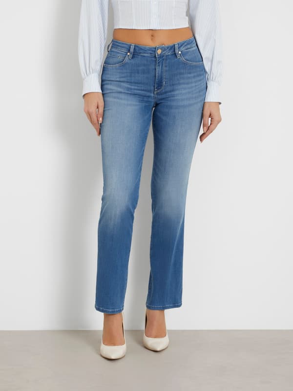Панталони и дънки GUESS Mid Rise Straight Denim Pant Тъмно синьо | W4GA15D5B42, 0