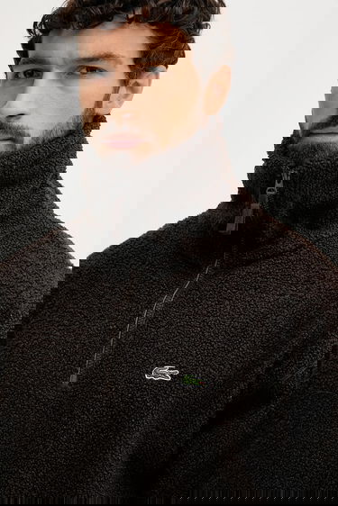 Суитчър Lacoste Teddy Fleece Half-Zip Pullover with Stand-Up Collar Кафяво | SH5500, 3