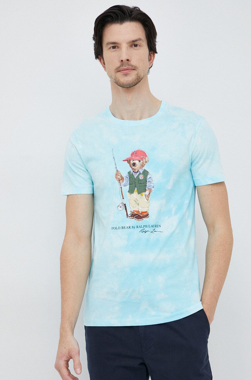 Тениска Polo by Ralph Lauren Logo-Print Cotton T-Shirt Тюркоазено | 710900826, 0