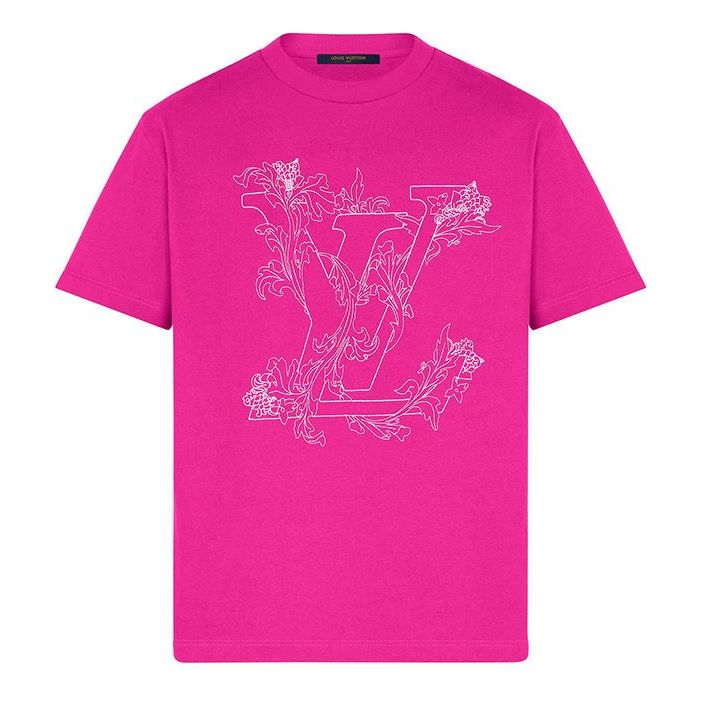 Тениска Louis Vuitton Floral Embroidered T-Shirt Розово | 1A8A97, 0