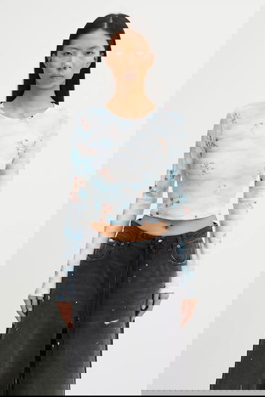 Съкратен топ Fiorucci Beatitudo Print Long Sleeve Crop Многоцветен | W25FWTLO003LY01BL02, 0