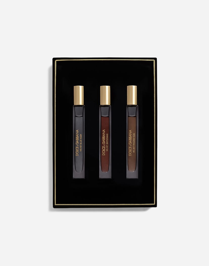Парфюми и аромати Dolce & Gabbana Dolce & Gabbana Velvet Collection Opulent Travel Set featuring Velvet Blue Musk, Velvet Zafferano, Velvet Passion Oud Черно | VT02ZUVT0009V000
