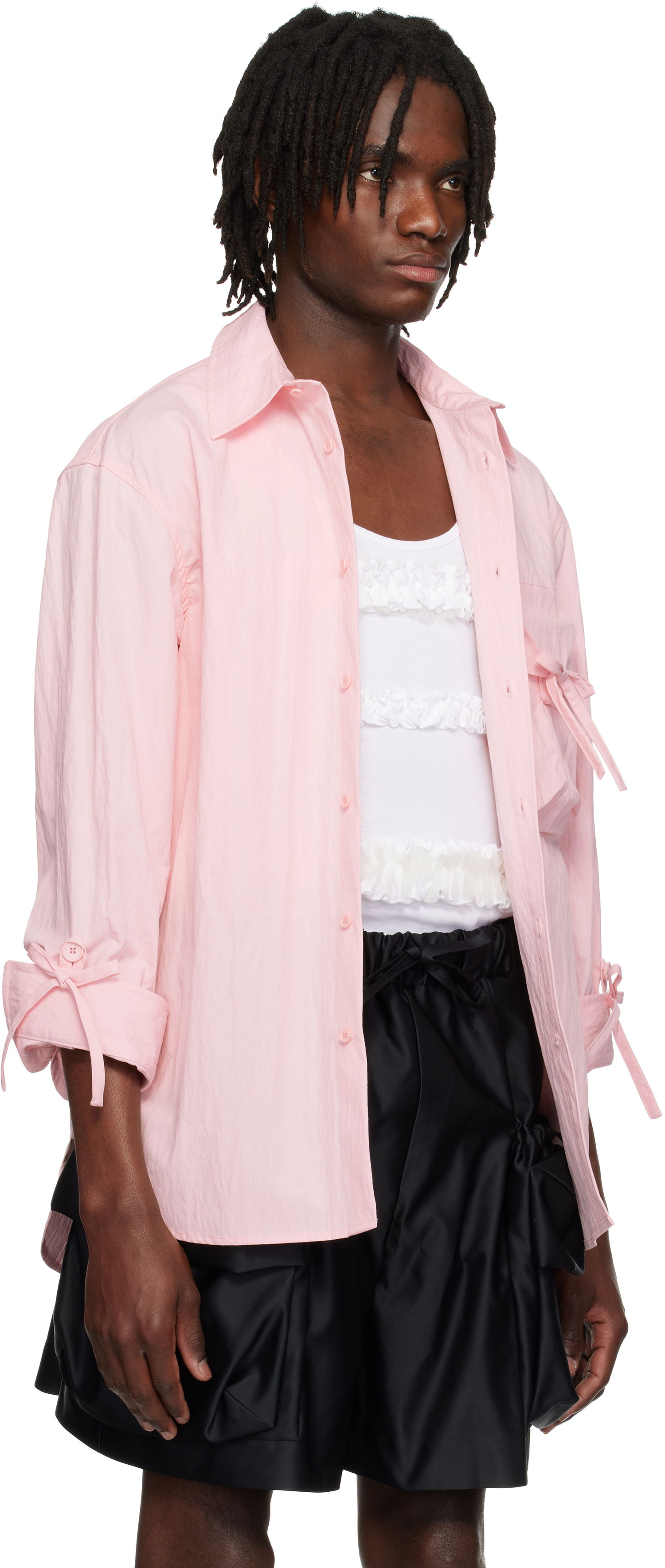 Риза Simone Rocha Simone Rocha Bow Detail Workwear Shirt Розово | 5319 1219, 1