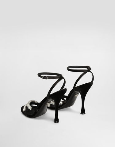 Кецове и обувки Dolce & Gabbana Satin Sandals With Gemstone Embellishment Черно | CR1821A6I688S488, 2