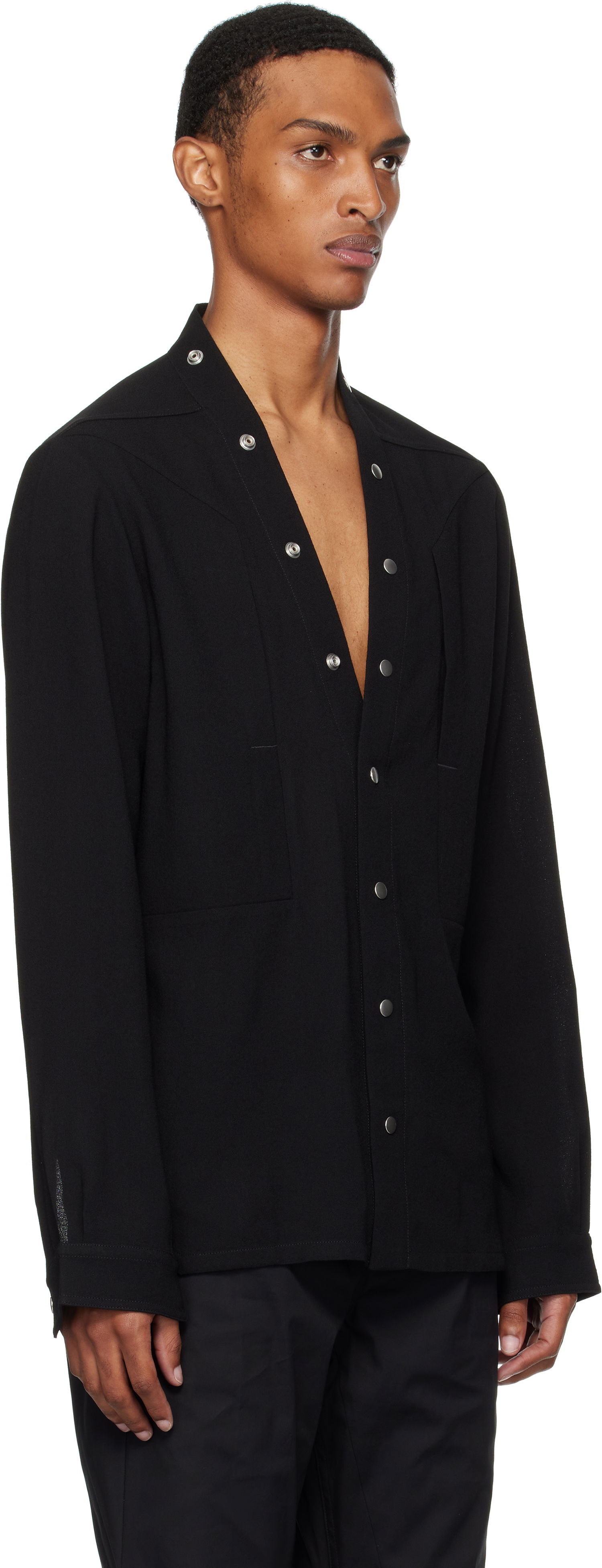Риза Rick Owens Concordians Larry Fogpocket Shirt Черно | RU02E1287 WA, 1