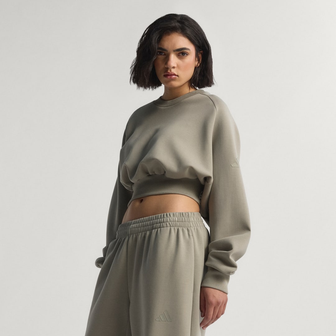 Суитчър adidas Performance ALL SZN Soft Lux Cropped Sweatshirt Зелено | JW5070, 0