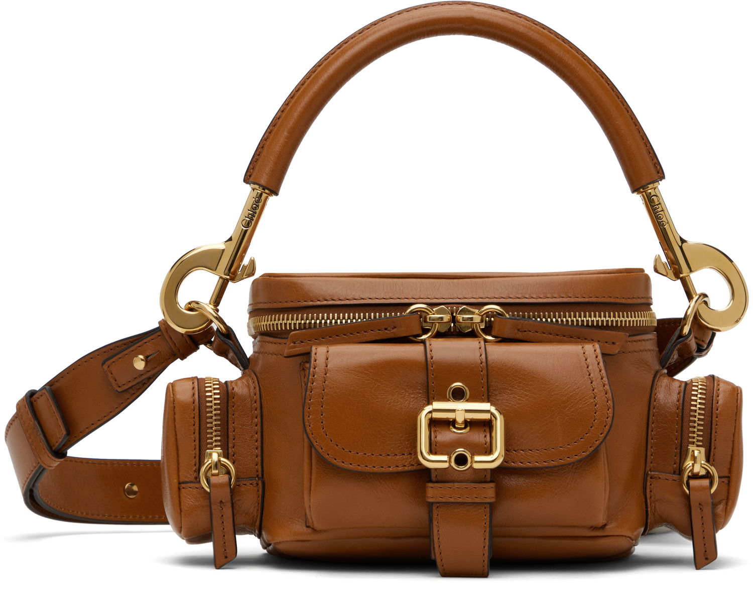 Чанта през рамо CHLOÉ Small Camera Shoulder Bag Кафяво | CHC24AS534N83, 0