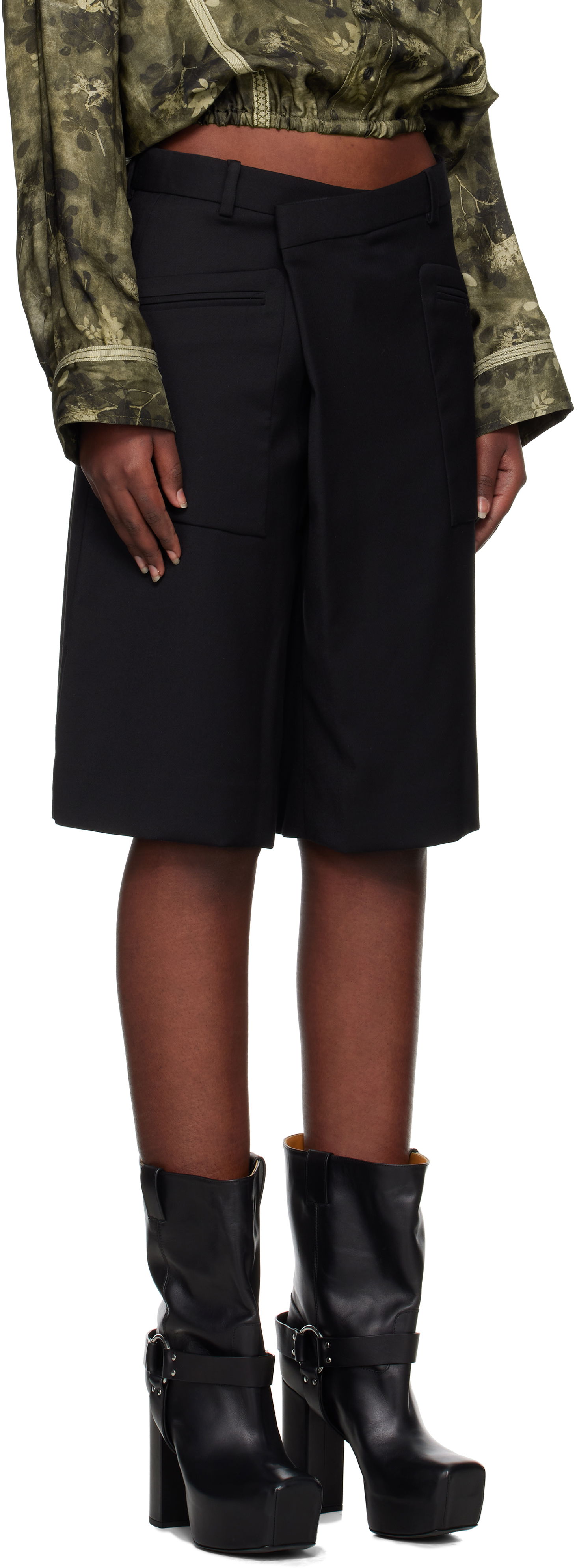 Къси панталони R13 R13 Crossover Knee-Length Shorts Черно | R13WR369-R475A, 1