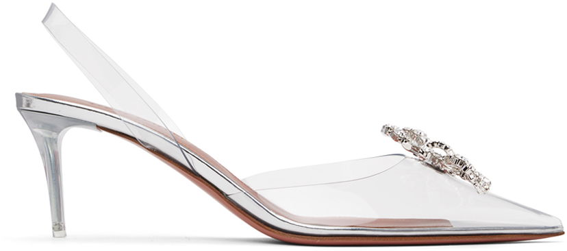 Кецове и обувки Amina Muaddi Rosie Glass Slingback Pumps Бяло | ROSIE GLASS SLING 60 CL PVC