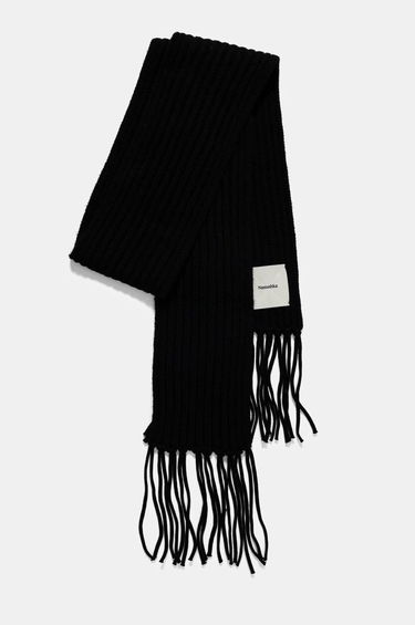 Шал Nanushka Black Knitted Fringe Scarf Черно | NU24FWSC10499, 1