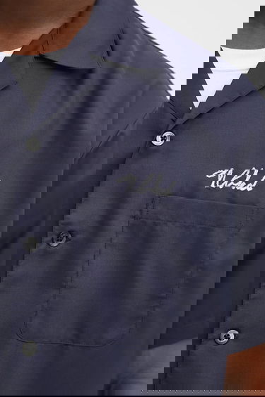 Риза Neighborhood NEIGHBORHOOD Solid-Color Hawaiian Shirt Тъмно синьо | 251TSNH.SHM07, 3