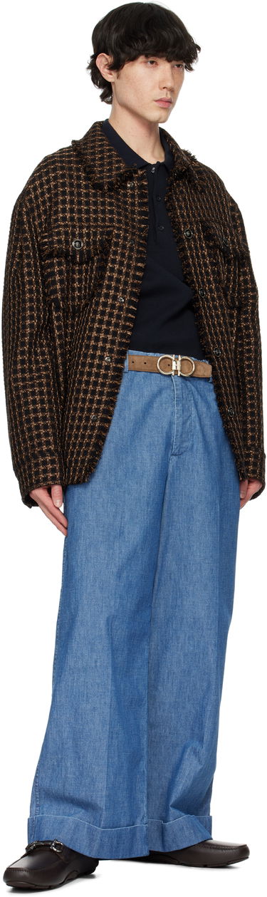 Колани FERRAGAMO Salvatore Ferragamo Double Gancini Suede Belt Кафяво | 781603, 2