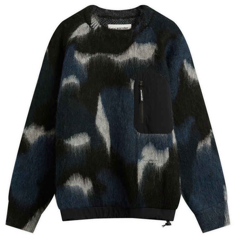 Пуловер and wander Shaggy Knit Sweater with Pocket Синьо | 5745284064-404