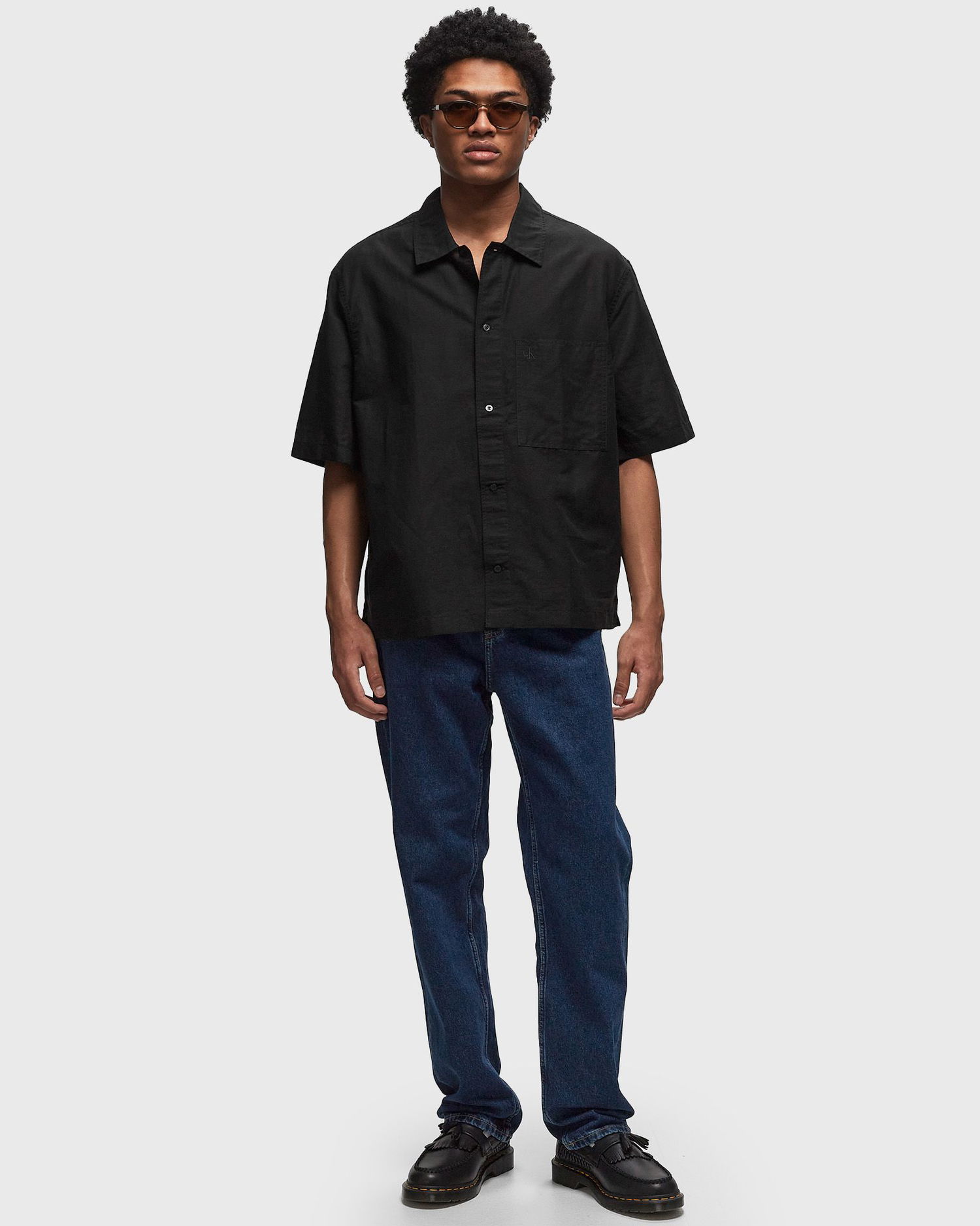Риза CALVIN KLEIN LINEN SS SHIRT Черно | J30J325173BEH, 1