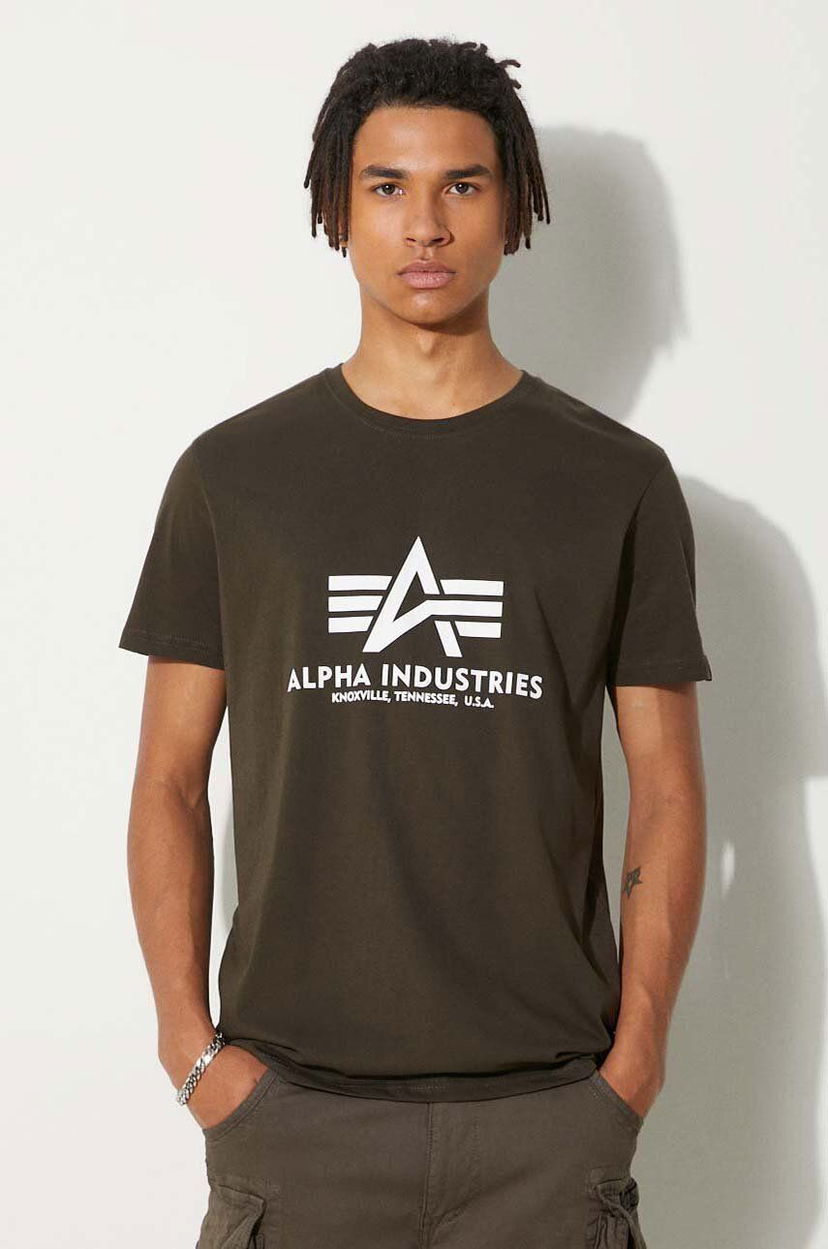 Тениска Alpha Industries Basic T-Shirt With Print Кафяво | 100501.413