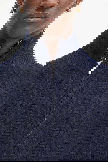 Пуловер A.P.C. A.P.C. Pull Theo Half Zip Sweater Тъмно синьо | WVBCZ.H23416, 3